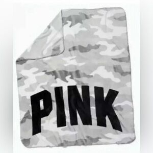 Victoria’s Secret PINK Grey Camo Sherpa Throw Blanket